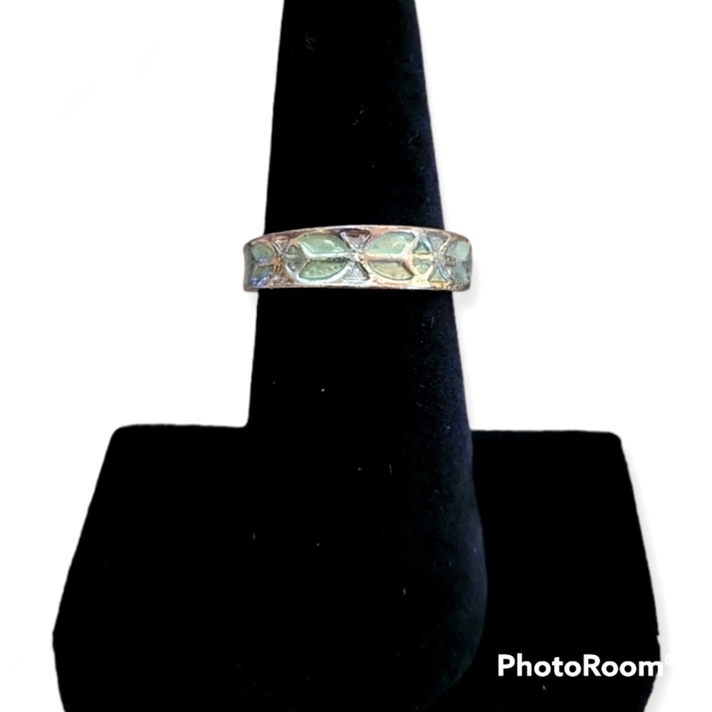 3/$30 Green Enamel Peace Sign Open Ring